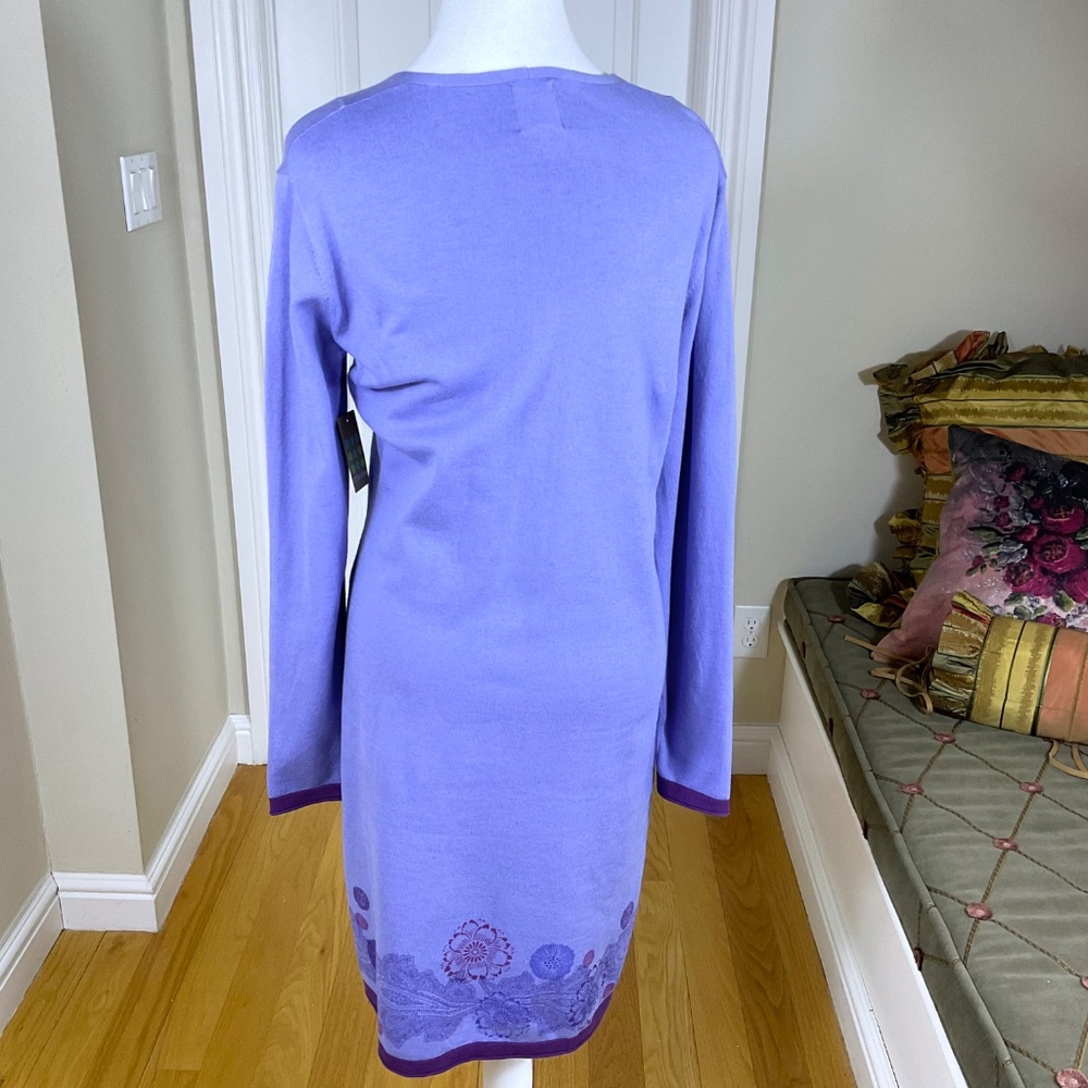 Title Nine Knit Dress Cotton Purple Patterned Hem (M) NWT - Picture 3 of 9